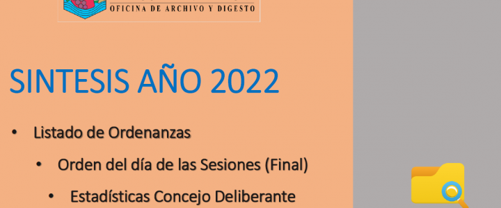 INFORME SÍNTESIS DE GESTIÓN CONCEJO DELIBERANTE DE VILLA REGINA -OFICINA DE ARCHIVO Y DIGESTO AÑO 2022-