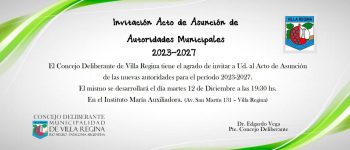 INVITACIÓN ACTO DE ASUNCIÓN DE AUTORIDADES MUNICIPALES 2023-2027